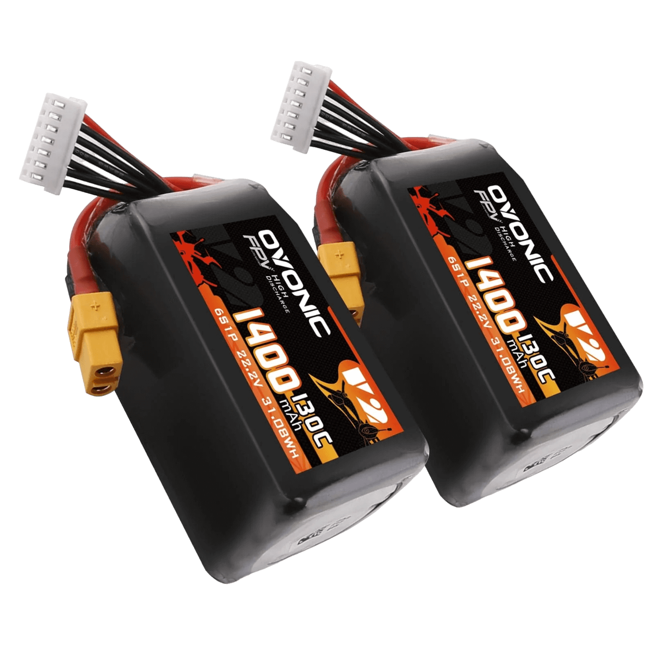 Ovonic 6S 22.2V 1400mah 130C Lipo Akumuliatoriai (2 vnt.)