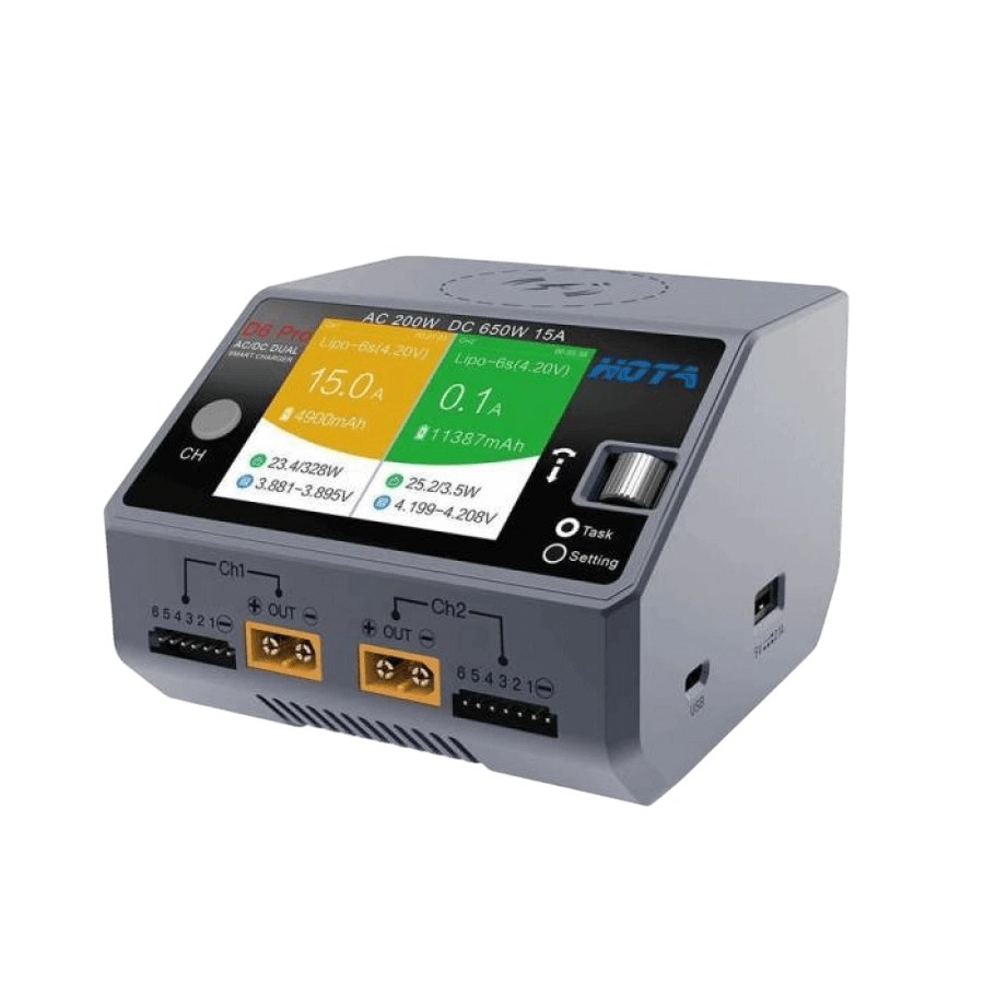 HOTA D6 Pro 325W 15A 1-6S Dual Channel AC/DC Įkroviklis